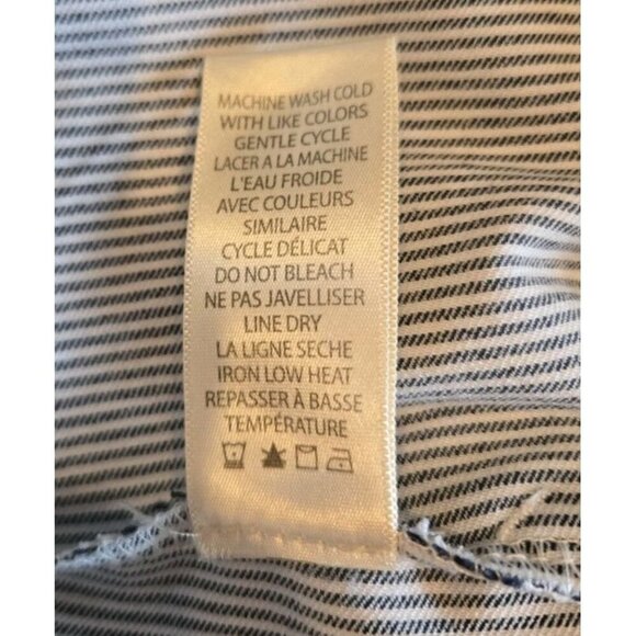 MAX STUDIO Striped Blue White Womens Medium Coastal Cropped Pants Elastic Waist - Picture 9 of 9